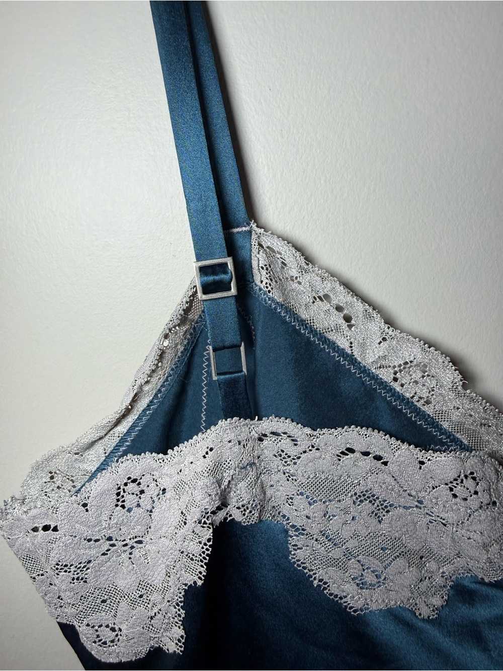Vintage Express Turquoise Lace Trim Cami Top Size L | Y2K Babydoll - Picture 7 of 11
